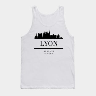 LYON FRANCE BLACK SILHOUETTE SKYLINE ART Tank Top